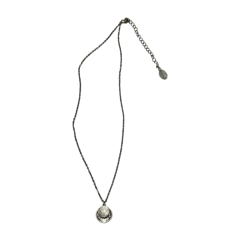 Time and Tru Double Disc Pave Crystal Charm Necklace Silver - Picture 3 of 6